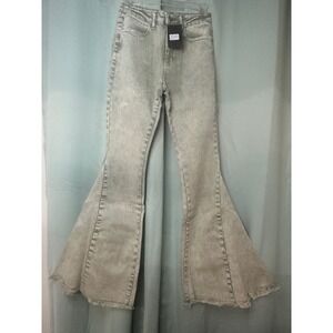 BLUE B COLLECTION Women Light Olive Wash Flare Jeans Size S